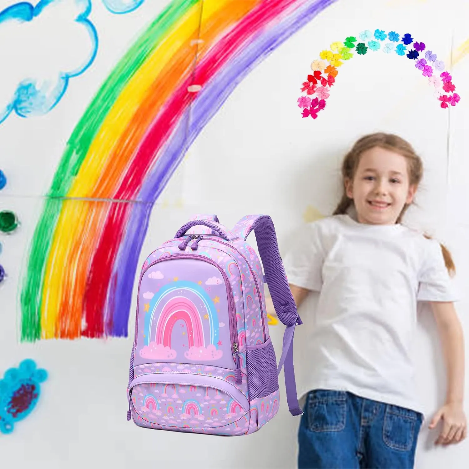 Unicorn Backpack for Girls School Backpack for Girls Unicorn Bookbag School Bag Set for Elementary Back to School