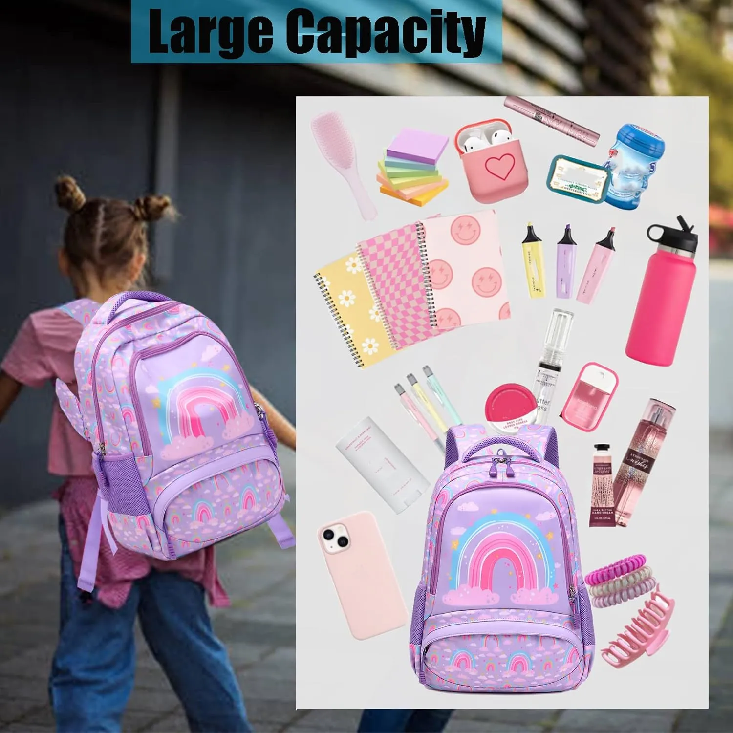Unicorn Backpack for Girls School Backpack for Girls Unicorn Bookbag School Bag Set for Elementary Back to School