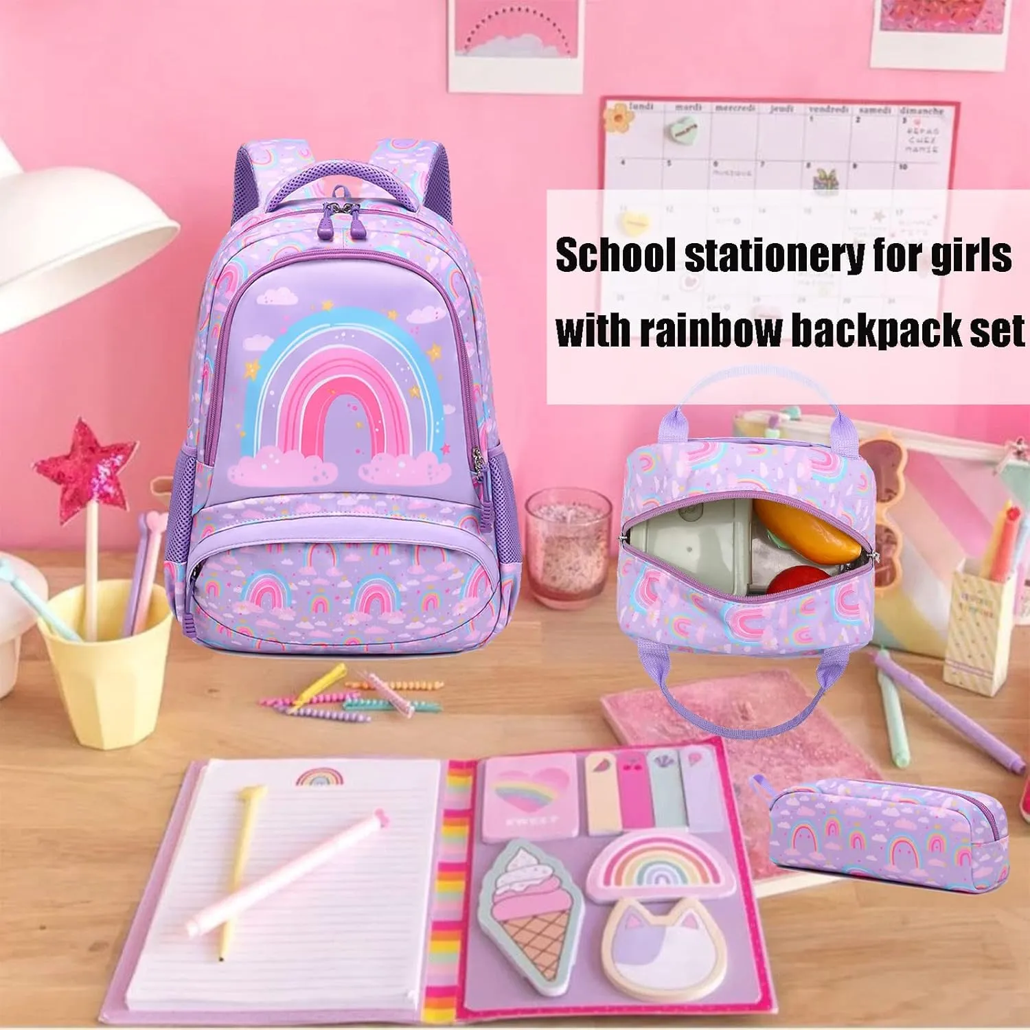Unicorn Backpack for Girls School Backpack for Girls Unicorn Bookbag School Bag Set for Elementary Back to School