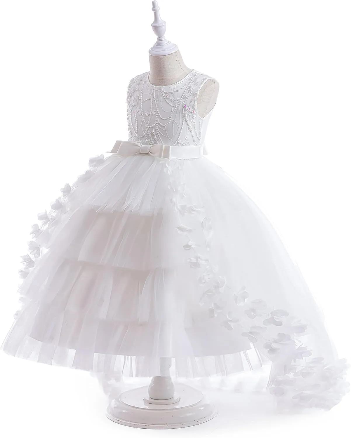 VORLITS Flower Dress Elegant Party Gowns Sleeveless Tutu Tulle High Low Pageant Dress Wedding Party