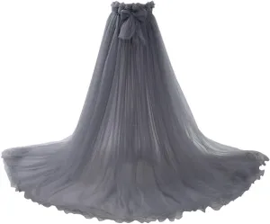 Women 5-Layers Tulle Tutu Long Train Skirts Wedding Party Cocktail Prom Bandage Mesh Maxi Dress