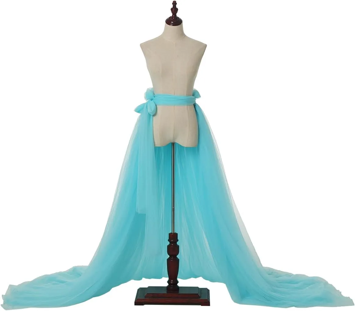 Women 5-Layers Tulle Tutu Long Train Skirts Wedding Party Cocktail Prom Bandage Mesh Maxi Dress