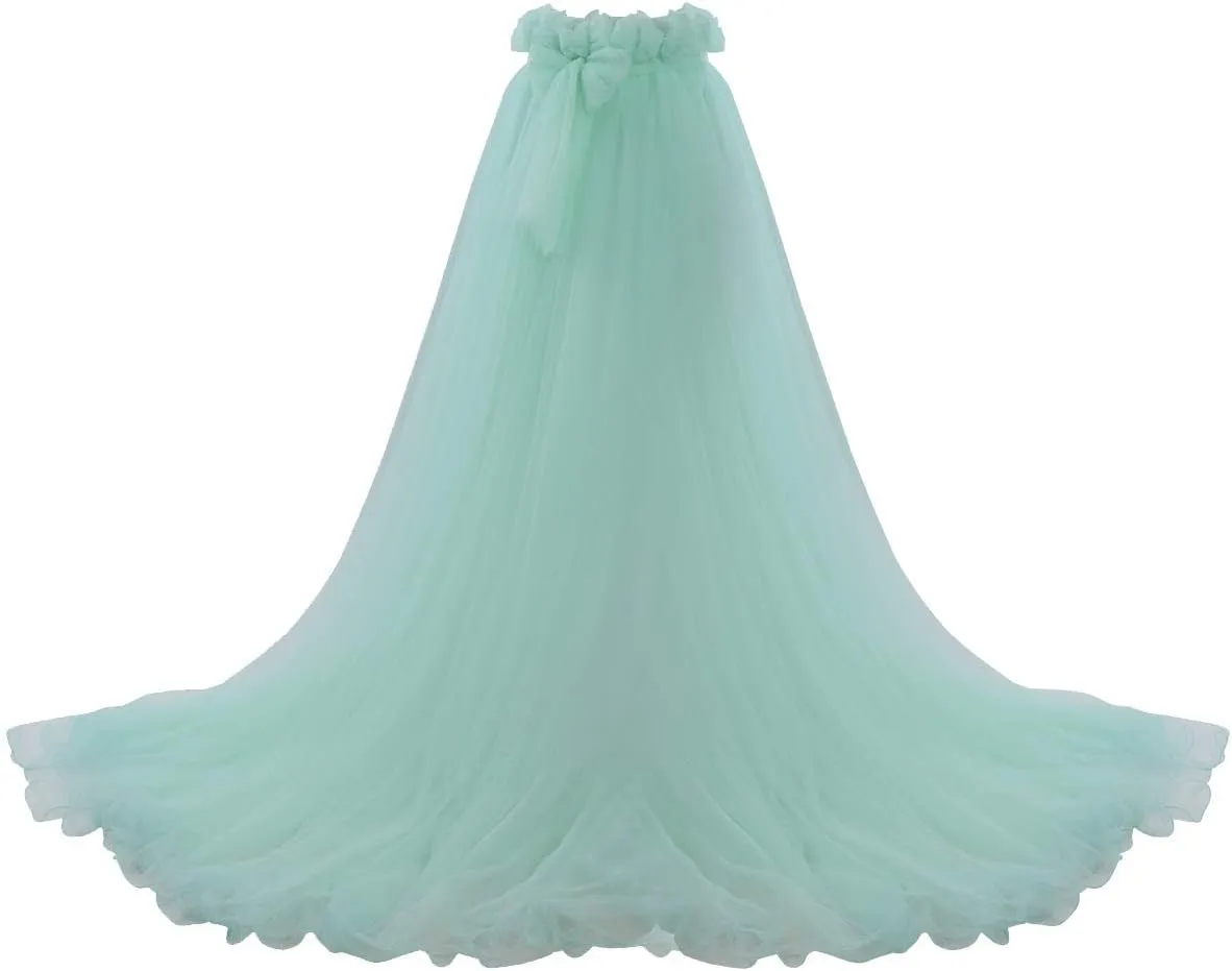 Women 5-Layers Tulle Tutu Long Train Skirts Wedding Party Cocktail Prom Bandage Mesh Maxi Dress