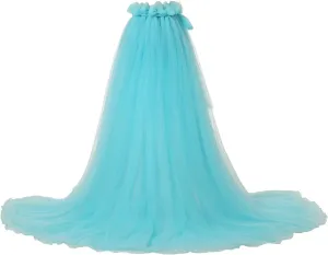 Women 5-Layers Tulle Tutu Long Train Skirts Wedding Party Cocktail Prom Bandage Mesh Maxi Dress