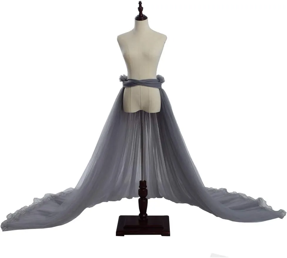 Women 5-Layers Tulle Tutu Long Train Skirts Wedding Party Cocktail Prom Bandage Mesh Maxi Dress