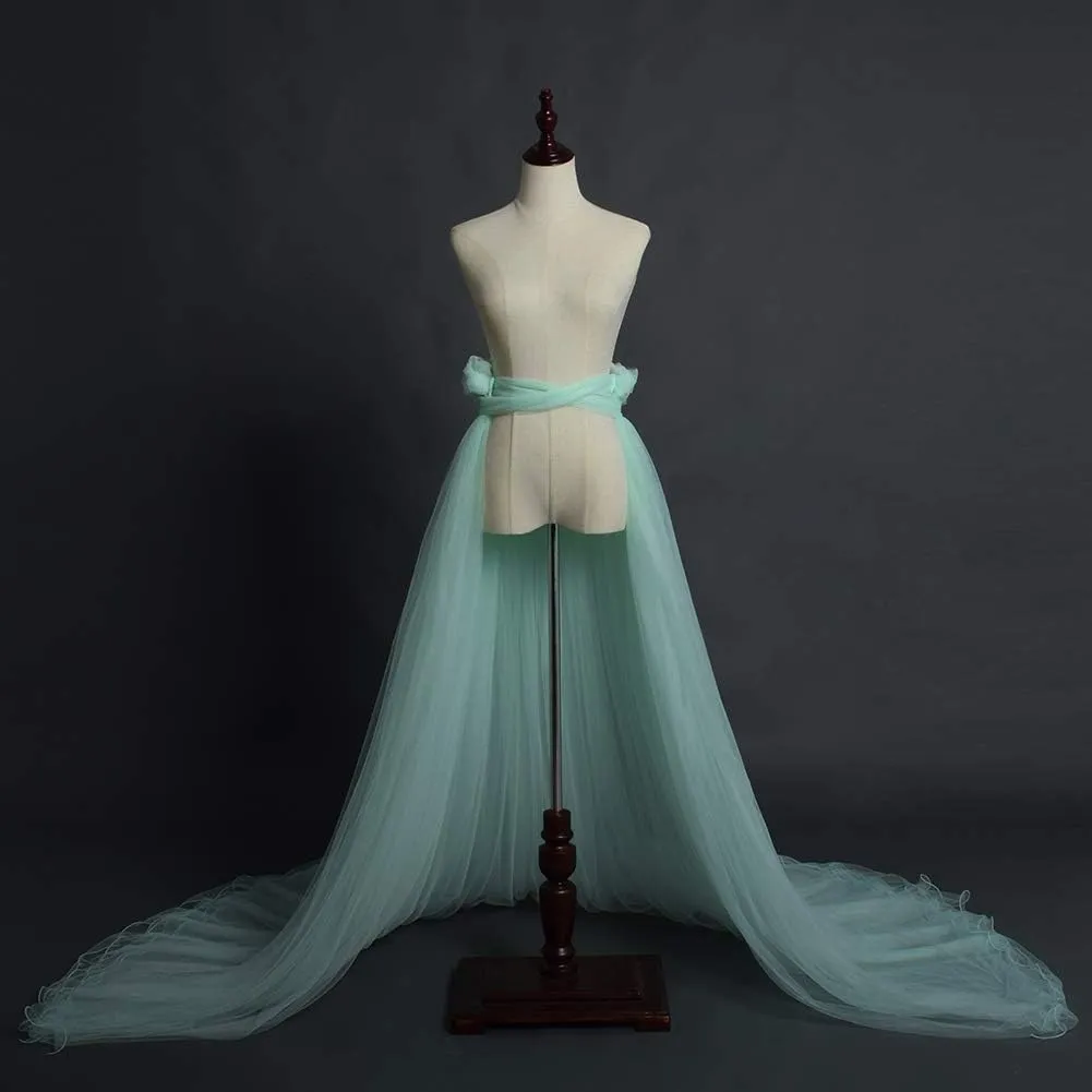 Women 5-Layers Tulle Tutu Long Train Skirts Wedding Party Cocktail Prom Bandage Mesh Maxi Dress