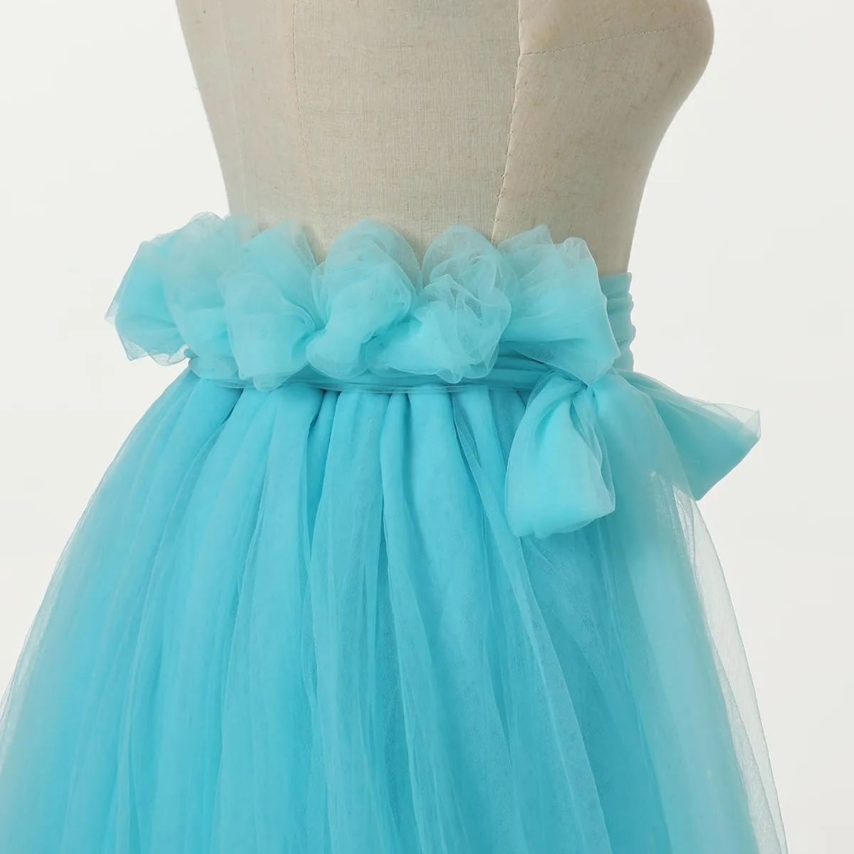 Women 5-Layers Tulle Tutu Long Train Skirts Wedding Party Cocktail Prom Bandage Mesh Maxi Dress