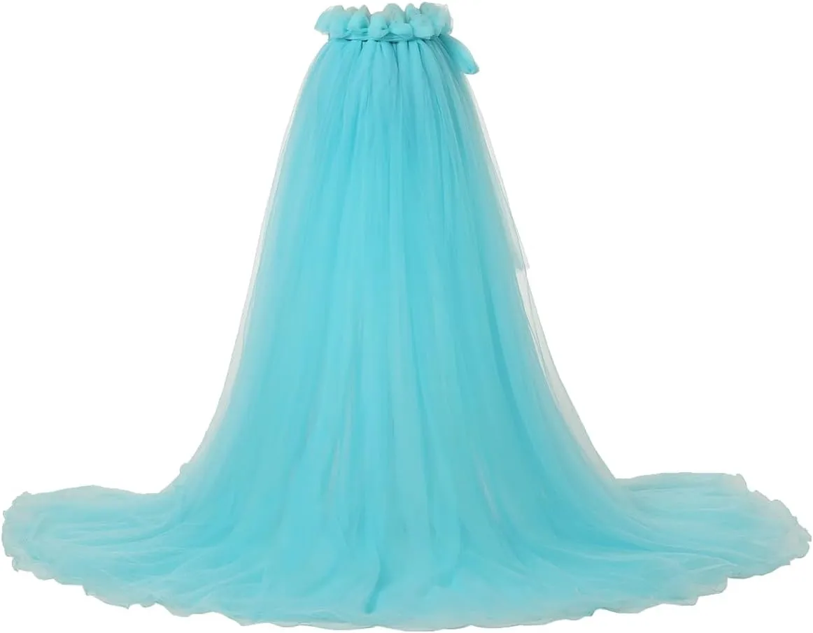 Women 5-Layers Tulle Tutu Long Train Skirts Wedding Party Cocktail Prom Bandage Mesh Maxi Dress