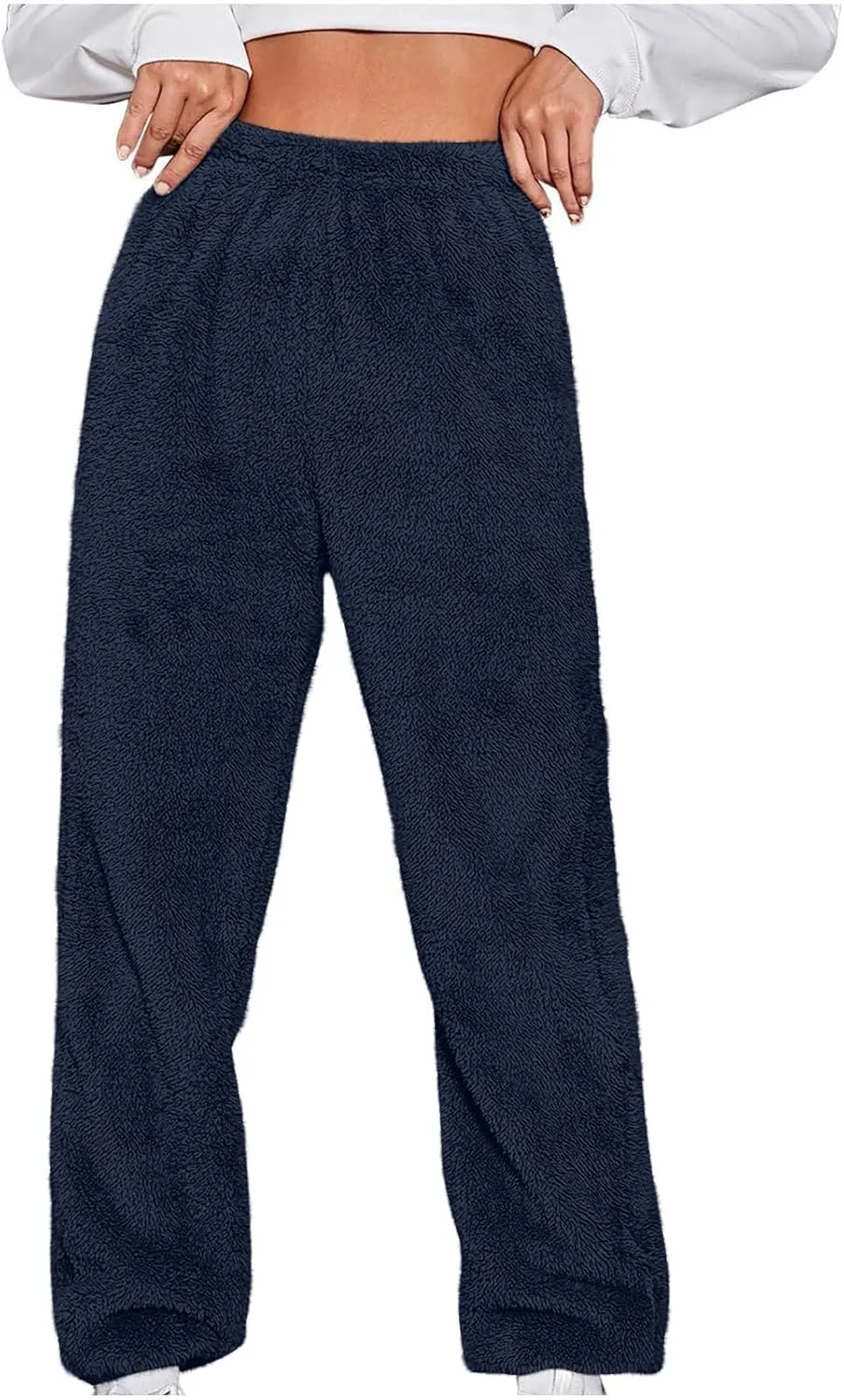 Women Cute Bear Plush Pajama Pants Soft Fluffy Fleece Warm Pjs Bottoms Sleepwear Winter Comfy Fuzzy Lounge Pants