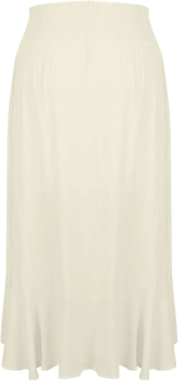 Women Slit Split High Waist Pleated Long Skirt Button Down Elastic Waist Flowy Swing Midi Skirts 2025