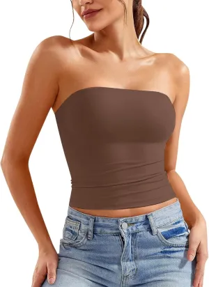 Women Strapless Tube Top Sexy Sleeveless Backless Bandeau Going Out Crop Tops Cute 2025 Summer Outfits