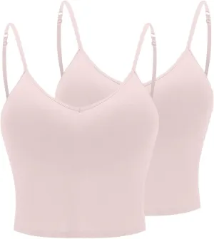 Women Tank Tops with Built in Bras Summer Strap Basic Layer Padded Bra Cami Shirts Casual Workout Yoga Tops Soft