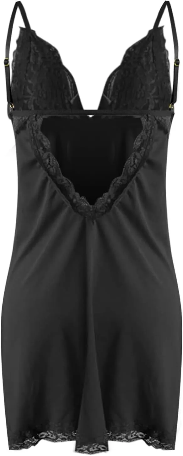 Women's Babydoll Chemise Lingerie for Women Cami Lace Sex Lingerie Flattering Teddy Sheer Dress for Sex Play Naughty