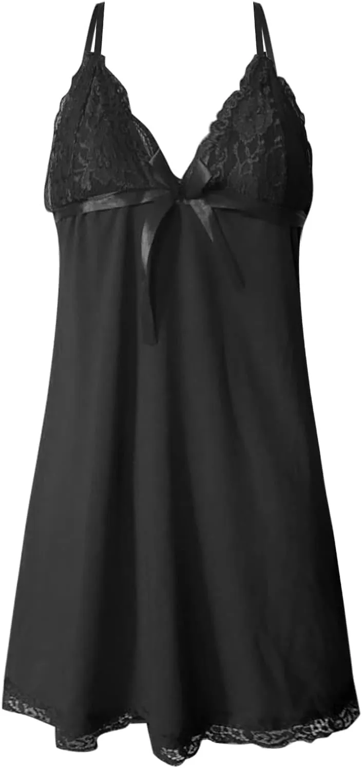 Women's Babydoll Chemise Lingerie for Women Cami Lace Sex Lingerie Flattering Teddy Sheer Dress for Sex Play Naughty