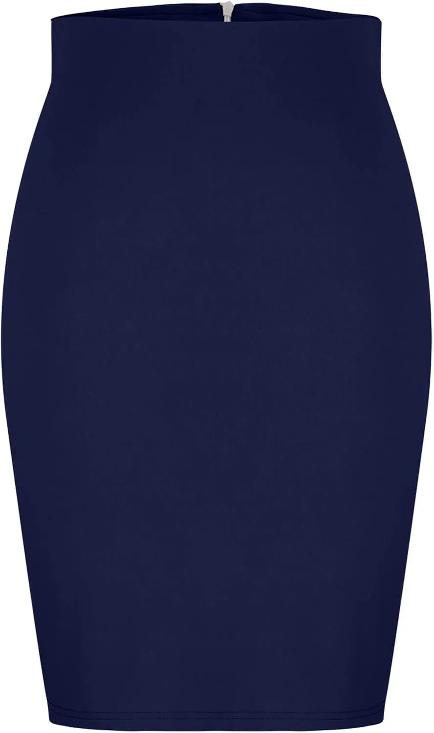 Women's Basic Midi Pencil Skirt Elastic High Waist Casual Formal Business Work Bodycon Stretch Short Wrap Skirts