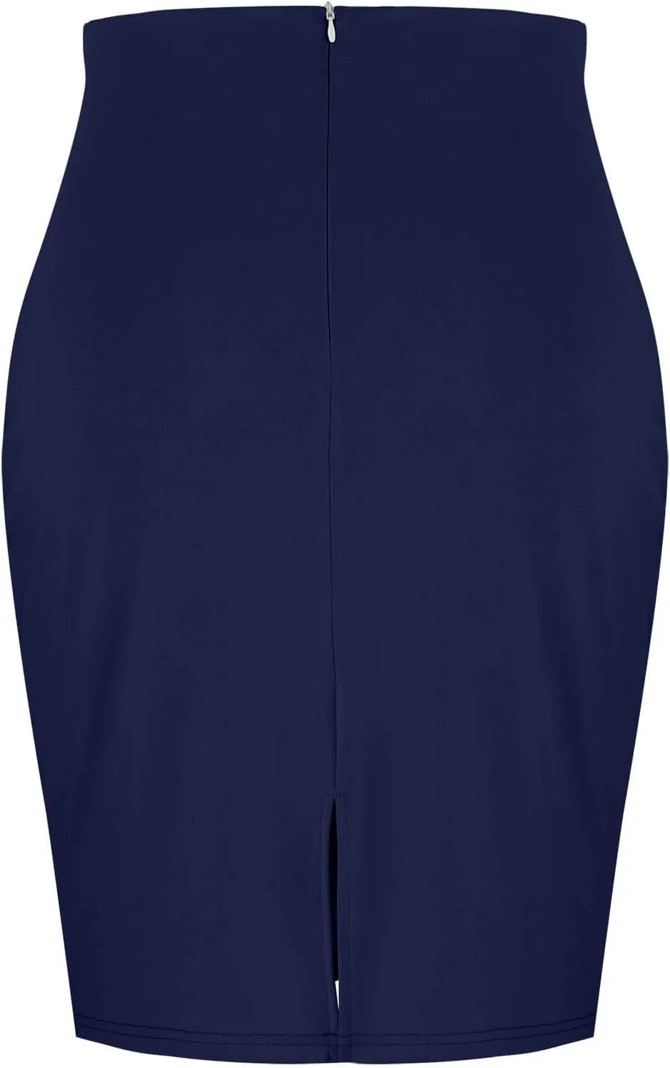 Women's Basic Midi Pencil Skirt Elastic High Waist Casual Formal Business Work Bodycon Stretch Short Wrap Skirts