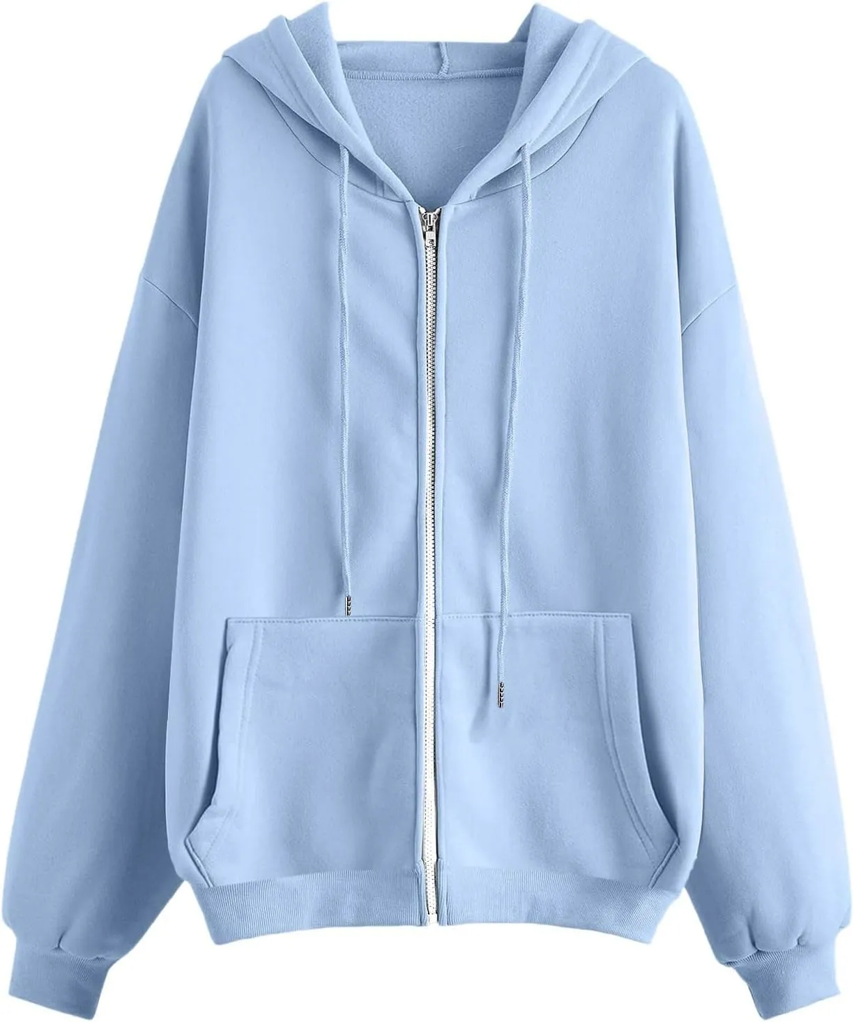 Womens Classic Zip Solid Sweatshirt Casual Long Sleeve Hoodies Crewneck Soft Lightweight Pullover Workout Fall Clothes