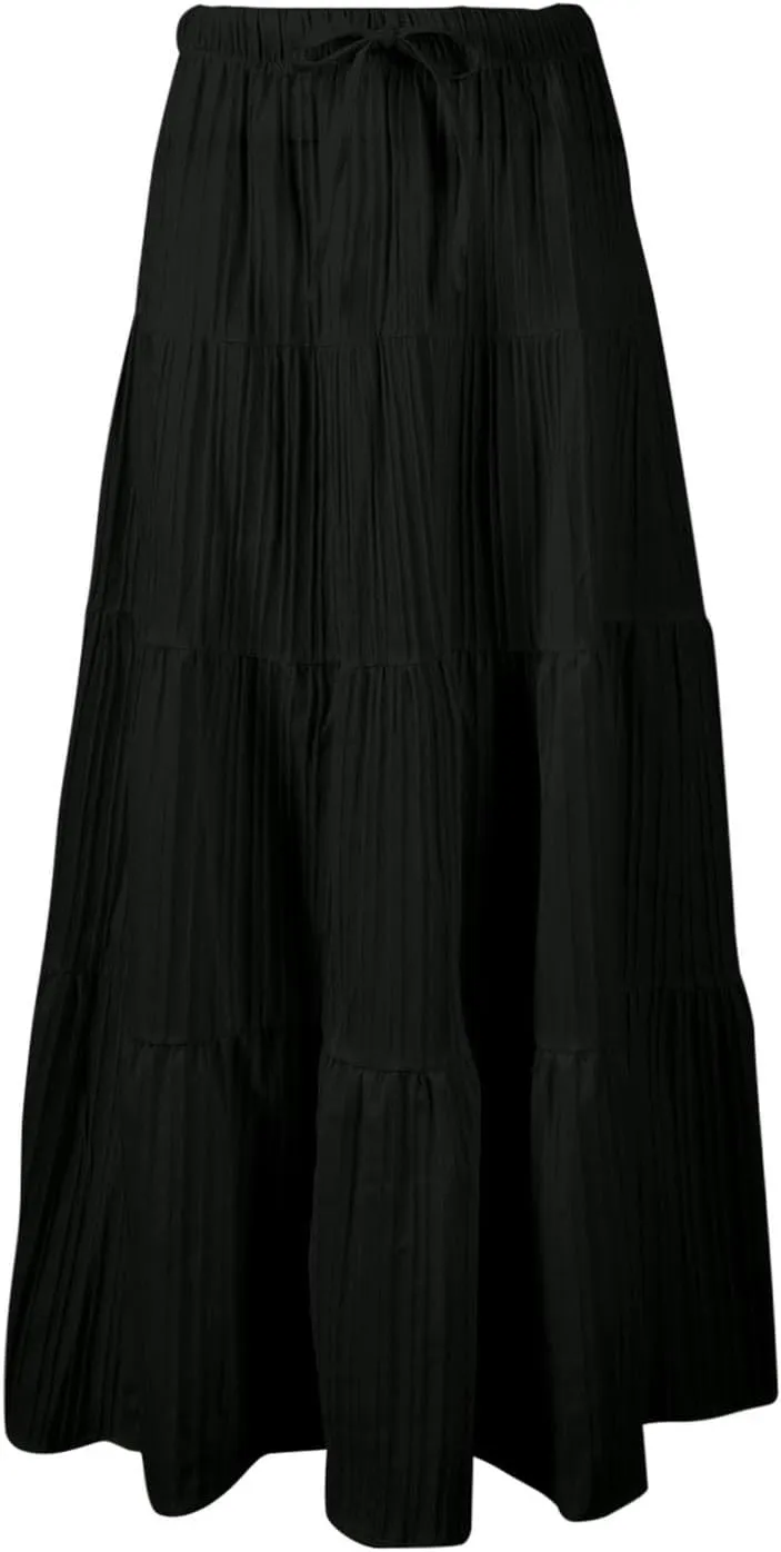 Womens Daily Holidays Flowy Flared Ruffle Boho Long Skirt Summer Maxi Skirt Cute Skirt