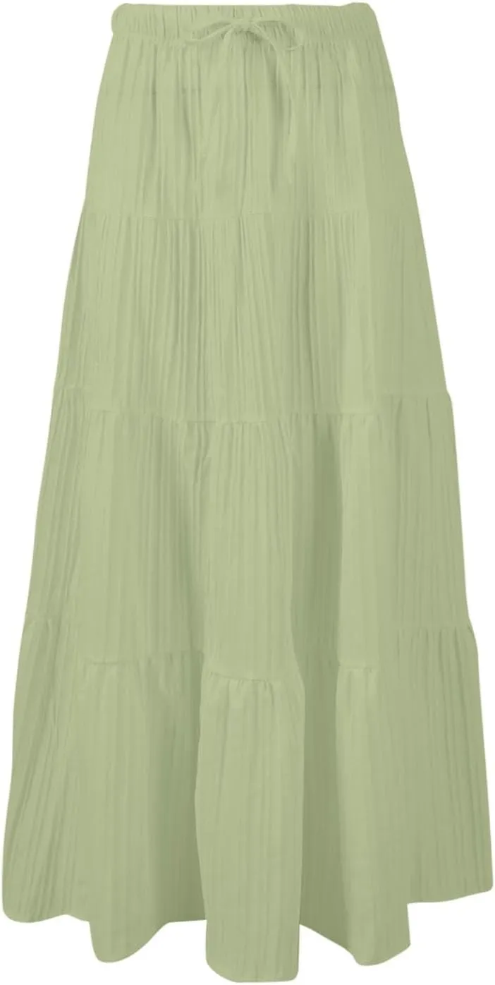 Womens Daily Holidays Flowy Flared Ruffle Boho Long Skirt Summer Maxi Skirt Cute Skirt