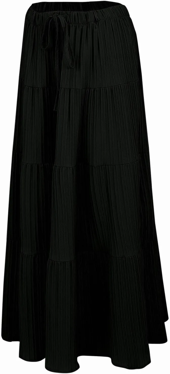 Womens Daily Holidays Flowy Flared Ruffle Boho Long Skirt Summer Maxi Skirt Cute Skirt