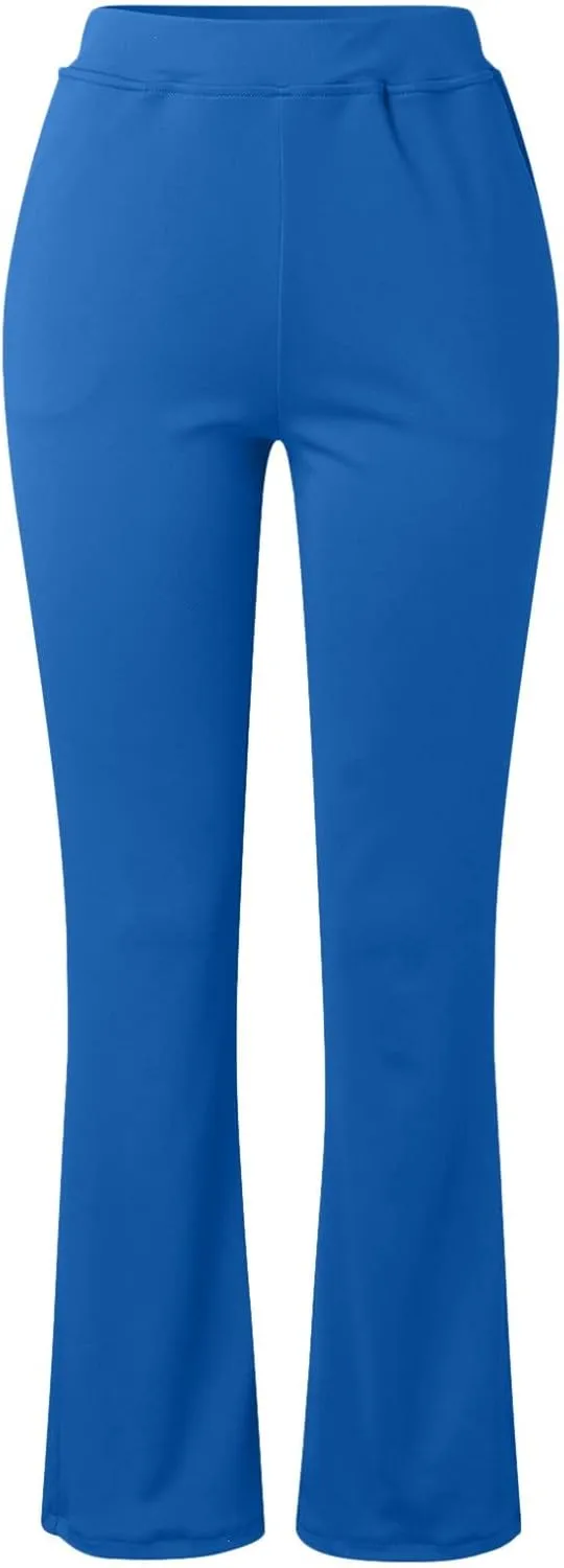Womens Dress Pants Stretchy Dressy Pants Casual Work Pants Loose Straight Leg Pants Elastic High Waisted Pants Pockets