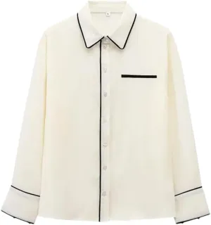 Women's Elegant Shirts Blouses Long Sleeve Loose Tops Butterfly Lace-Up Shirts