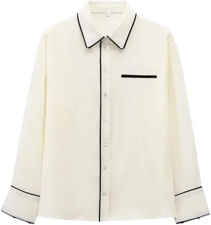 Women's Elegant Shirts Blouses Long Sleeve Loose Tops Butterfly Lace-Up Shirts
