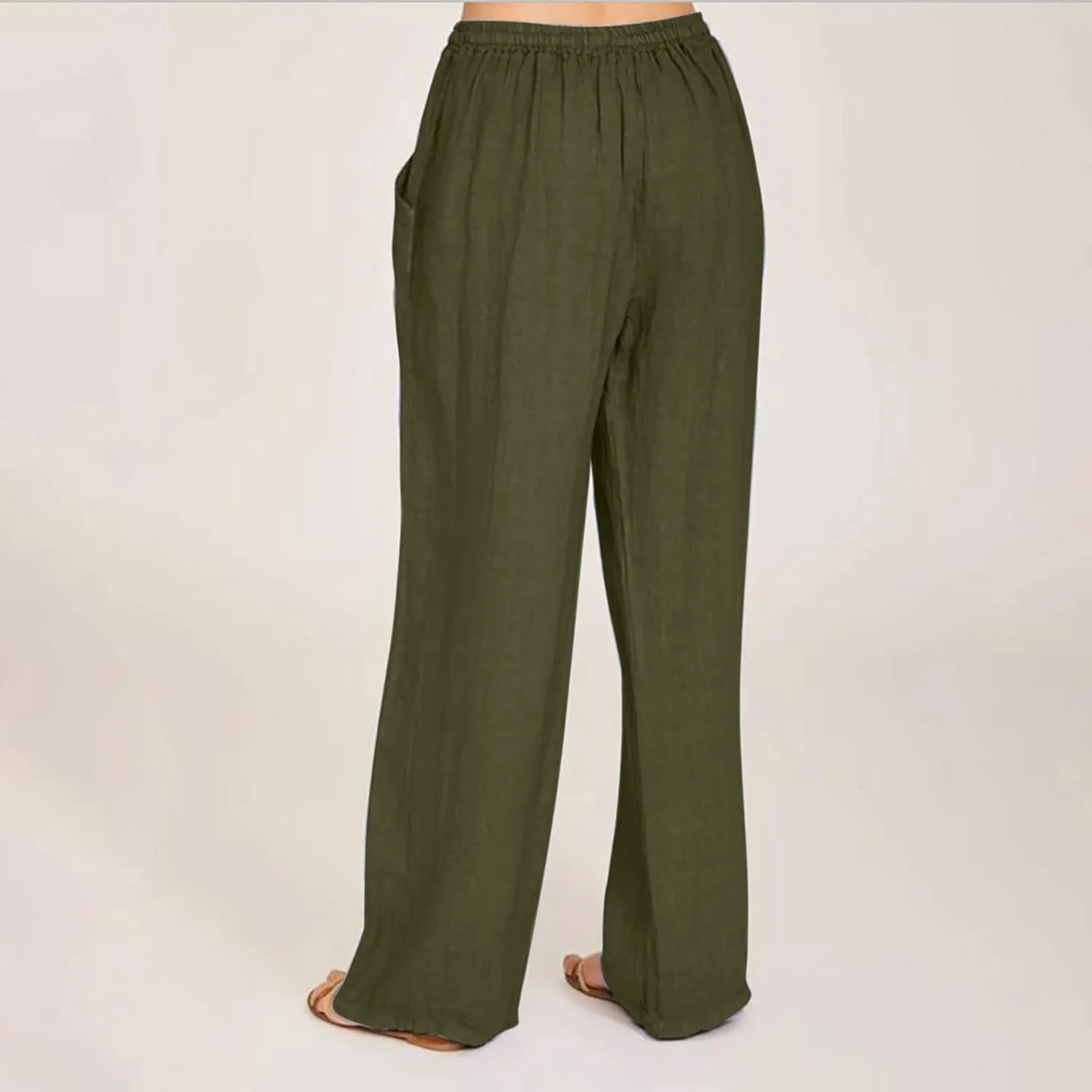 Women's Linen Pants Wide Leg Summer Pants High Waisted Palazzo Pants Comfy Beach Pants Soft Lounge Pants Trousers