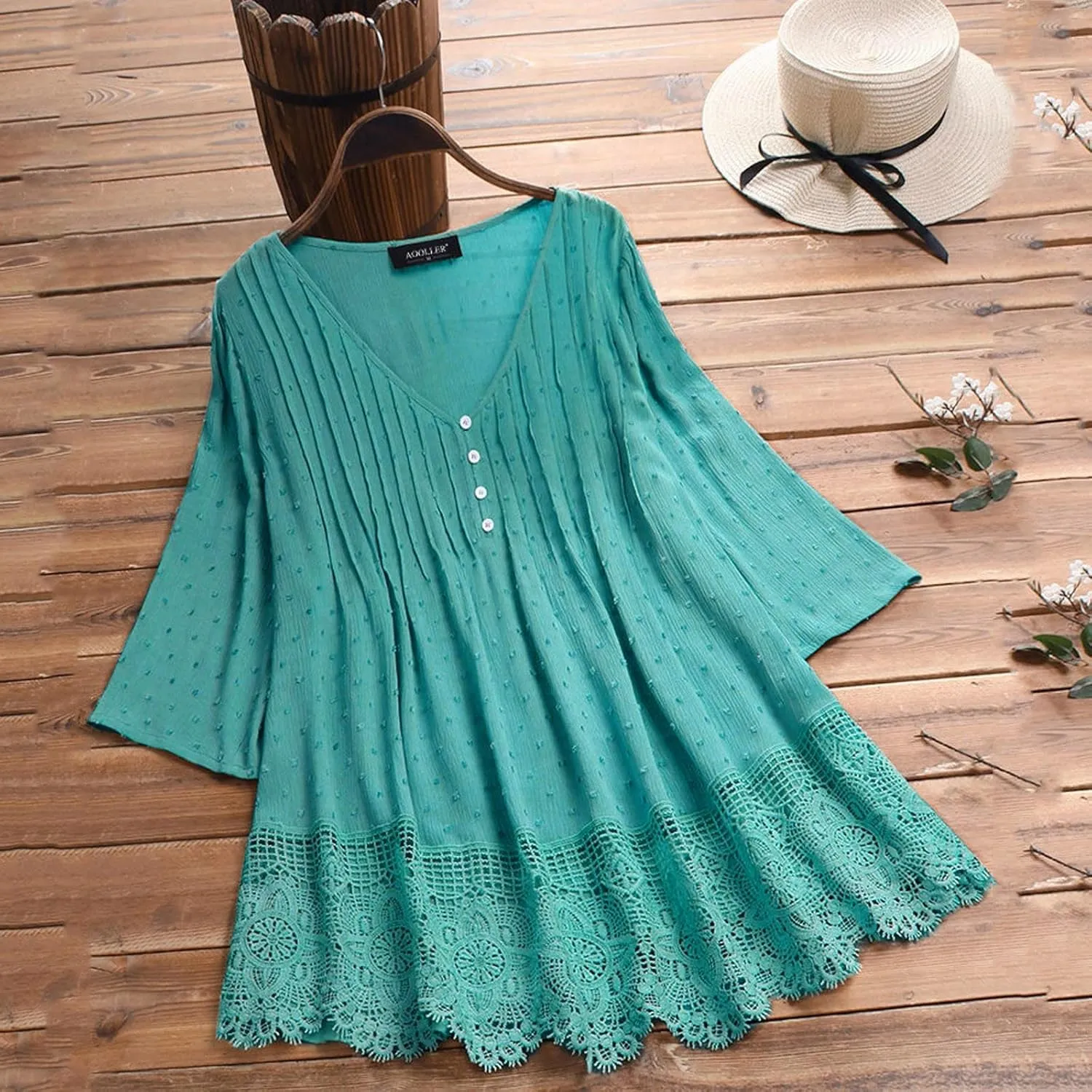 Womens Linen Shirts V Neck Button Blouses Boho Beach Tee Tops Short Sleeve Loose Tunic Tops