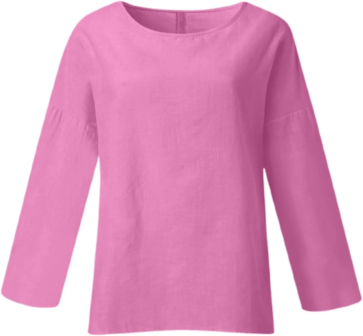 Womens Linen Shirts V Neck Buttons Blouse Solid Color Fashion Tshirts Short Sleeve Loose Tunic Tops