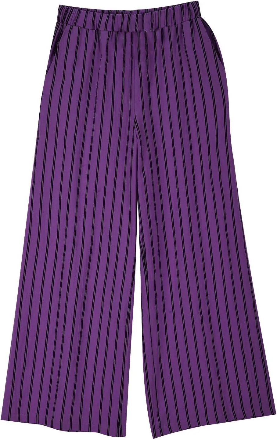Womens Linen Stripe Pants Summer Boho Pants for 2024 Straight Leg Pants Elastic Waist Pants Loose Fitting Pants