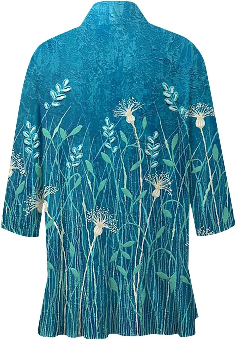 Womens Open Front Cardigan Lightweight Retro Print Cardigans 3/4 Sleeve Blouse Tops Coat Casual Duster Jackets