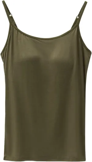 Womens Seamless Adjustable Camisole Built in Shelf Bra Summer Cotton Layering Casual Undershirts Yoga Gym Outfits Tops