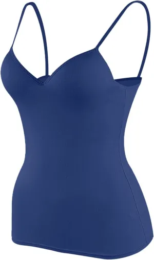 Women's Shelf Bra Camisoles Tops Spaghetti Strap Cami Tank Seamless Cotton Layering Undershirts