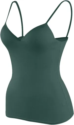 Women's Shelf Bra Camisoles Tops Spaghetti Strap Cami Tank Seamless Cotton Layering Undershirts