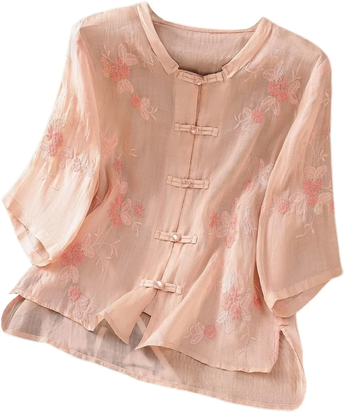 Women's Short Sleeve Linen Shirts Casual V-Neck Oversized T-Shirts Solid Loose Fit Summer Tee Shirts