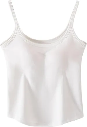 Womens Spaghetti Strap Tank Tops U Neck Pure Soft Smooth Comfort Tanks Trending Fashion Summer Comfy Shirts