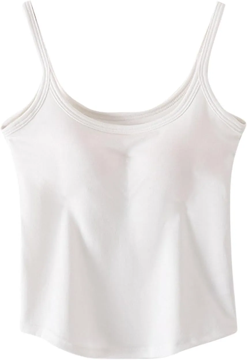 Womens Spaghetti Strap Tank Tops U Neck Pure Soft Smooth Comfort Tanks Trending Fashion Summer Comfy Shirts