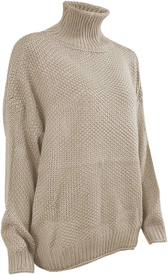 Women's Sweater Oversize Casual Solid Turtleneck Chunky Knit Long Sleeve Tops Trendy Pullover Jumper Thermal Shirts