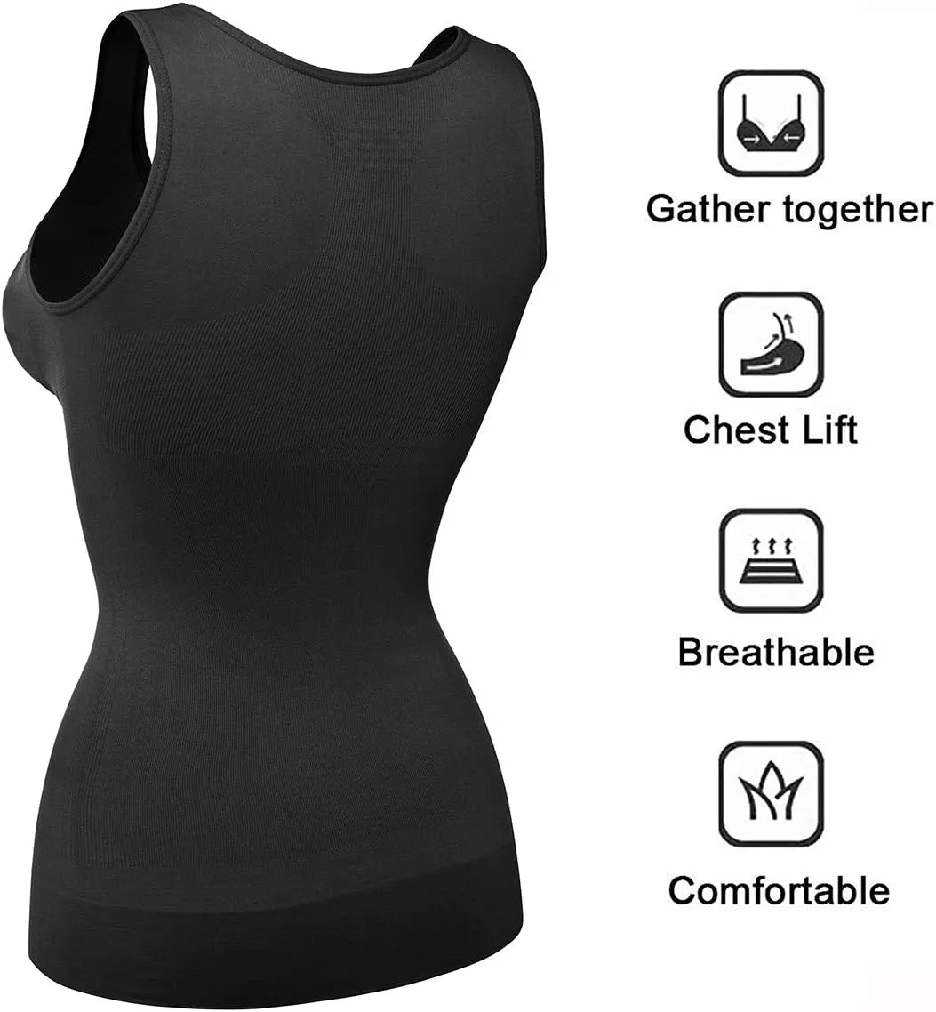 Womens Tank Tops Camisole with Built in Padded Bra Vest Cami Shelf Bra Casual Wide Strap Yoga Shirt