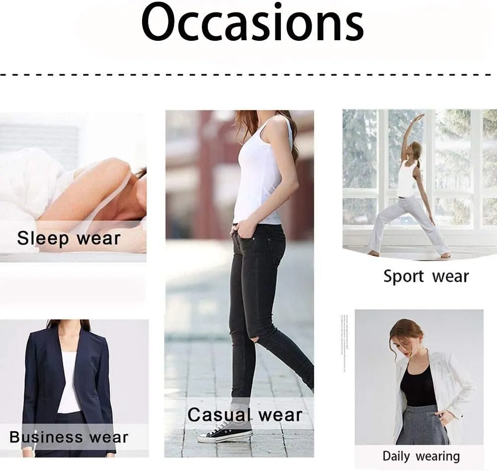 Womens Tank Tops Camisole with Built in Padded Bra Vest Cami Shelf Bra Casual Wide Strap Yoga Shirt