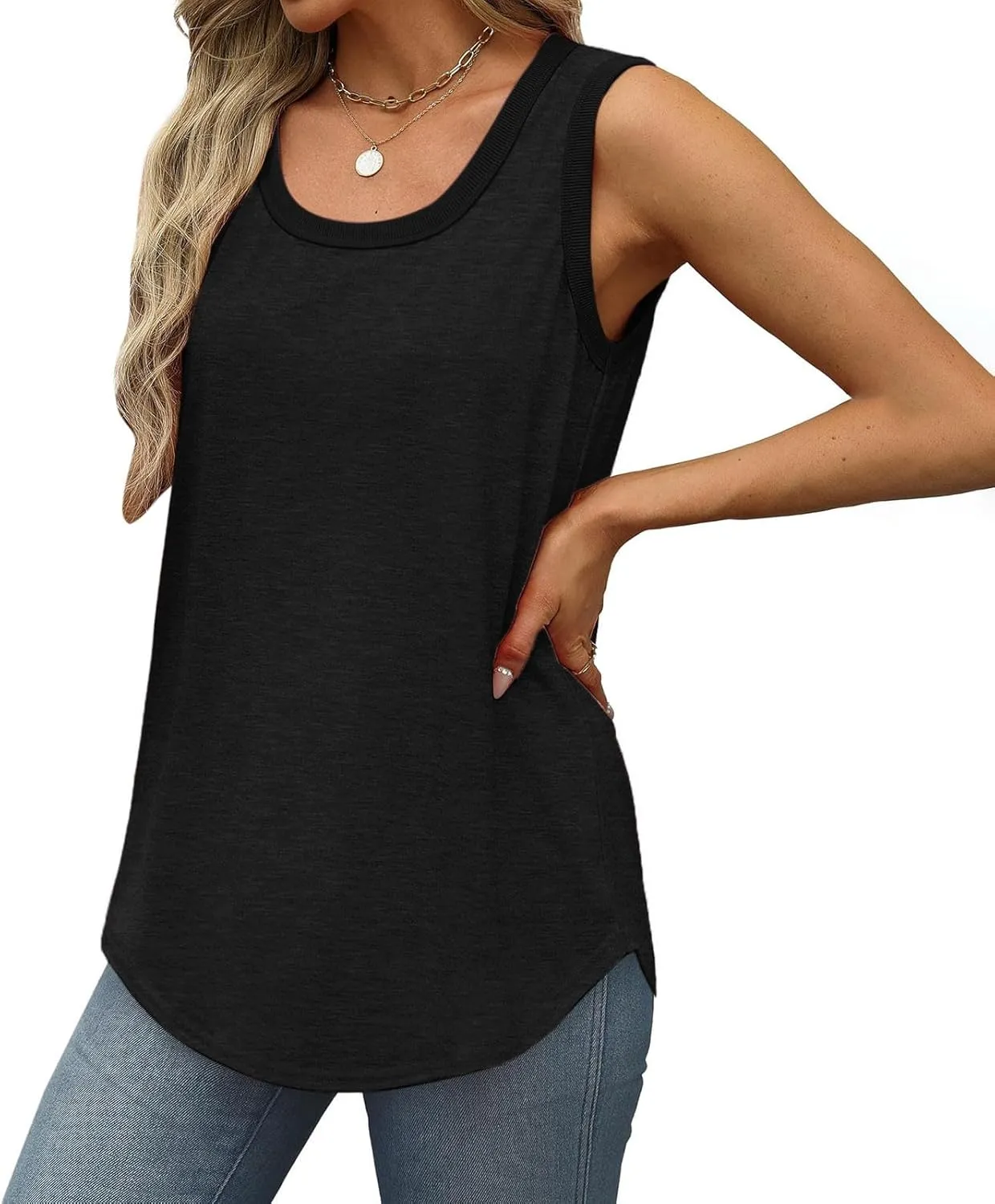 Women's Tank Tops Sleeveless Summer Top Loose Fit Casual Flowy Shirt Fashion Trendy Beach Vacation 2025 Outfits
