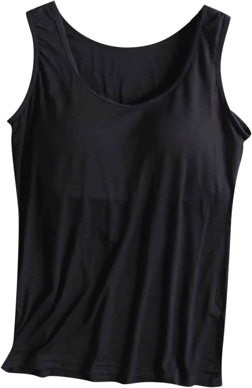 Womens Tank Tops with Built in Bra Summer Basic Padded Yoga Shirt Shelf Bras Workout Camisole Casual Modal Undershirt