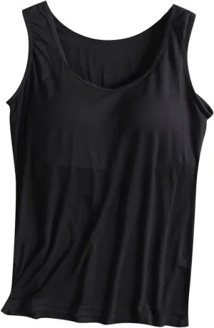 Womens Tank Tops with Built in Bra Summer Basic Padded Yoga Shirt Shelf Bras Workout Camisole Casual Modal Undershirt