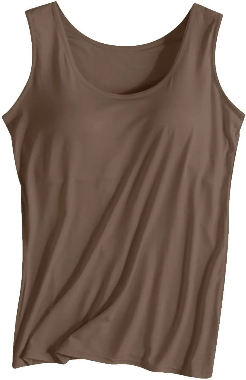 Womens Tank Tops with Built in Bras with Chest Pad Without Wearing Bra One Tank Top Sling Cotton Shelf Bra Camisoles