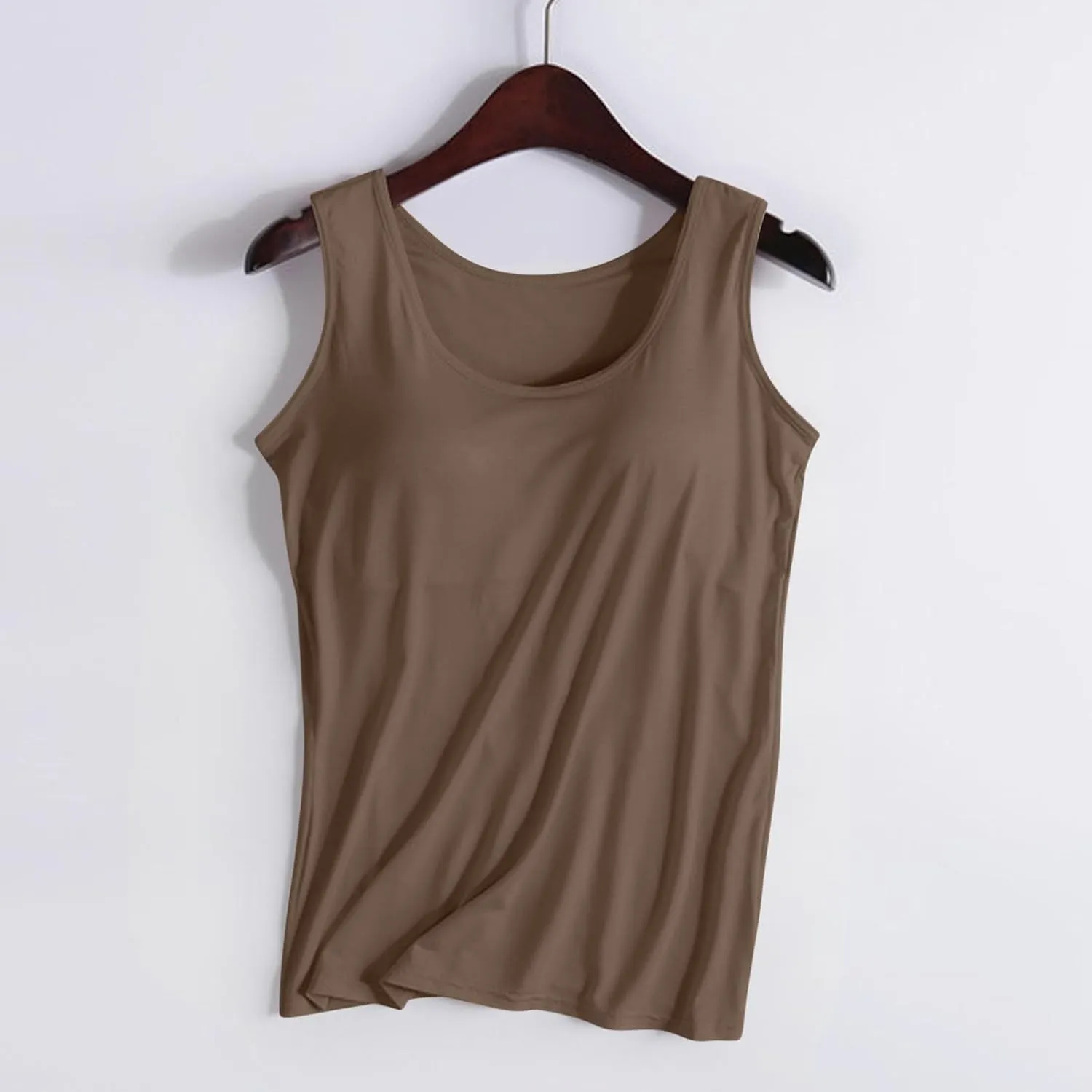 Womens Tank Tops with Built in Bras with Chest Pad Without Wearing Bra One Tank Top Sling Cotton Shelf Bra Camisoles