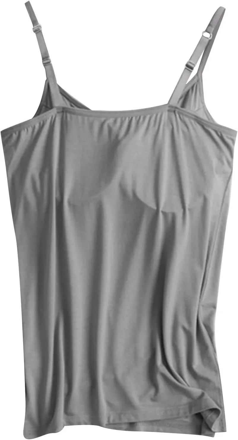 Womens Tops, Tank Top with Built in Bra 2025 Summer Spaghetti Strap Sports Camisoles Cami Sleeveless Clothes