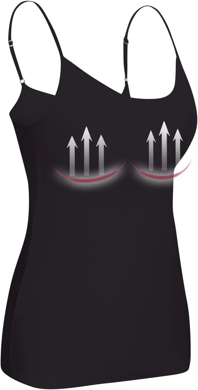 Womens Tops, Tank Top with Built in Bra 2025 Summer Spaghetti Strap Sports Camisoles Cami Sleeveless Clothes