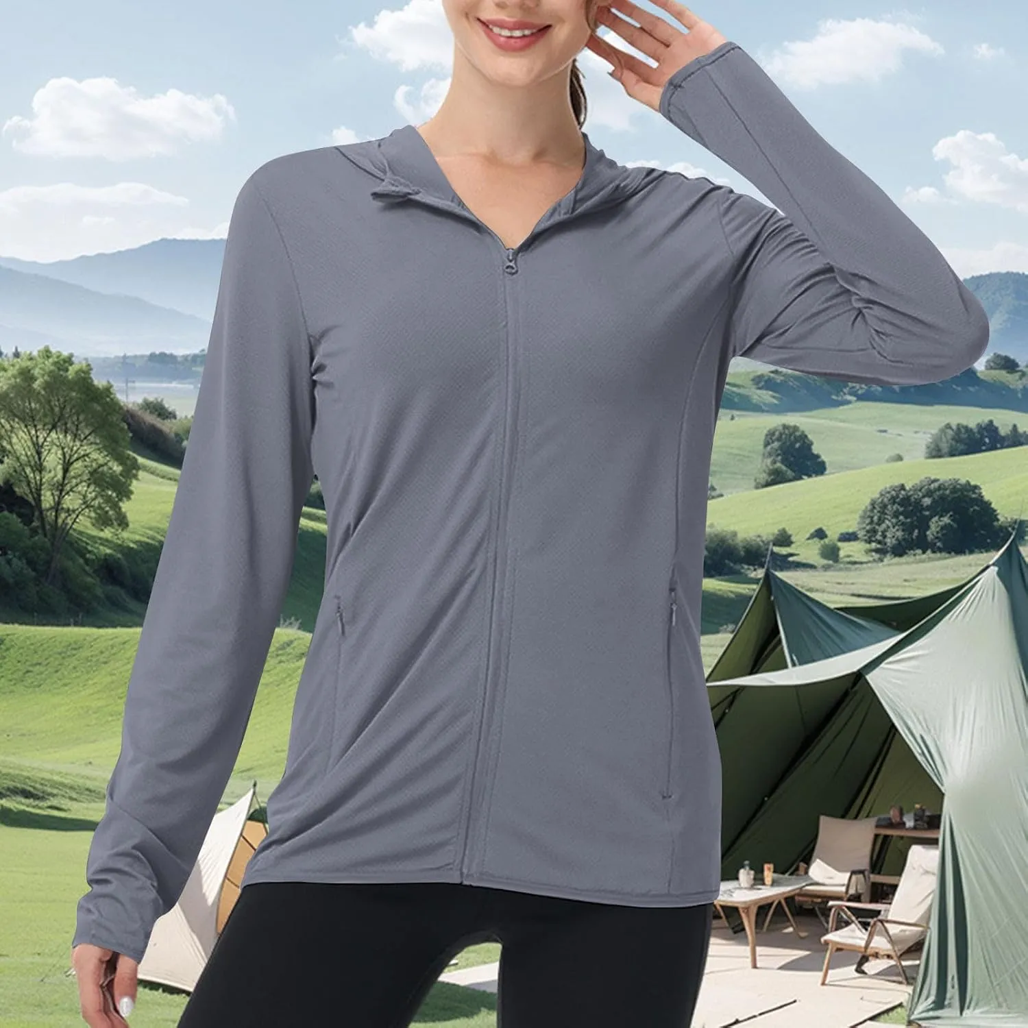 Women's Trendy Loose Fit Hooded Sun Protective Tops Casual Breathable Lightweight Suits Commuting Biking Walking