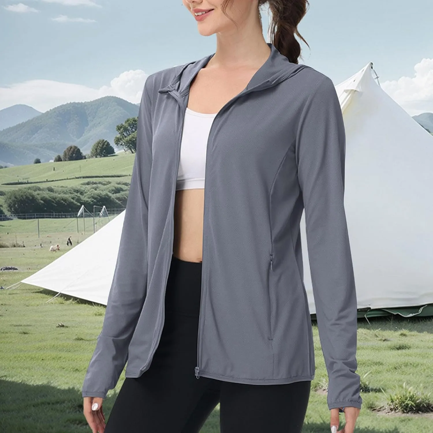 Women's Trendy Loose Fit Hooded Sun Protective Tops Casual Breathable Lightweight Suits Commuting Biking Walking